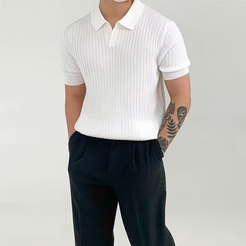 Klassisches Polo Shirt mit Strukturmuster und modernem Schnitt Weiß