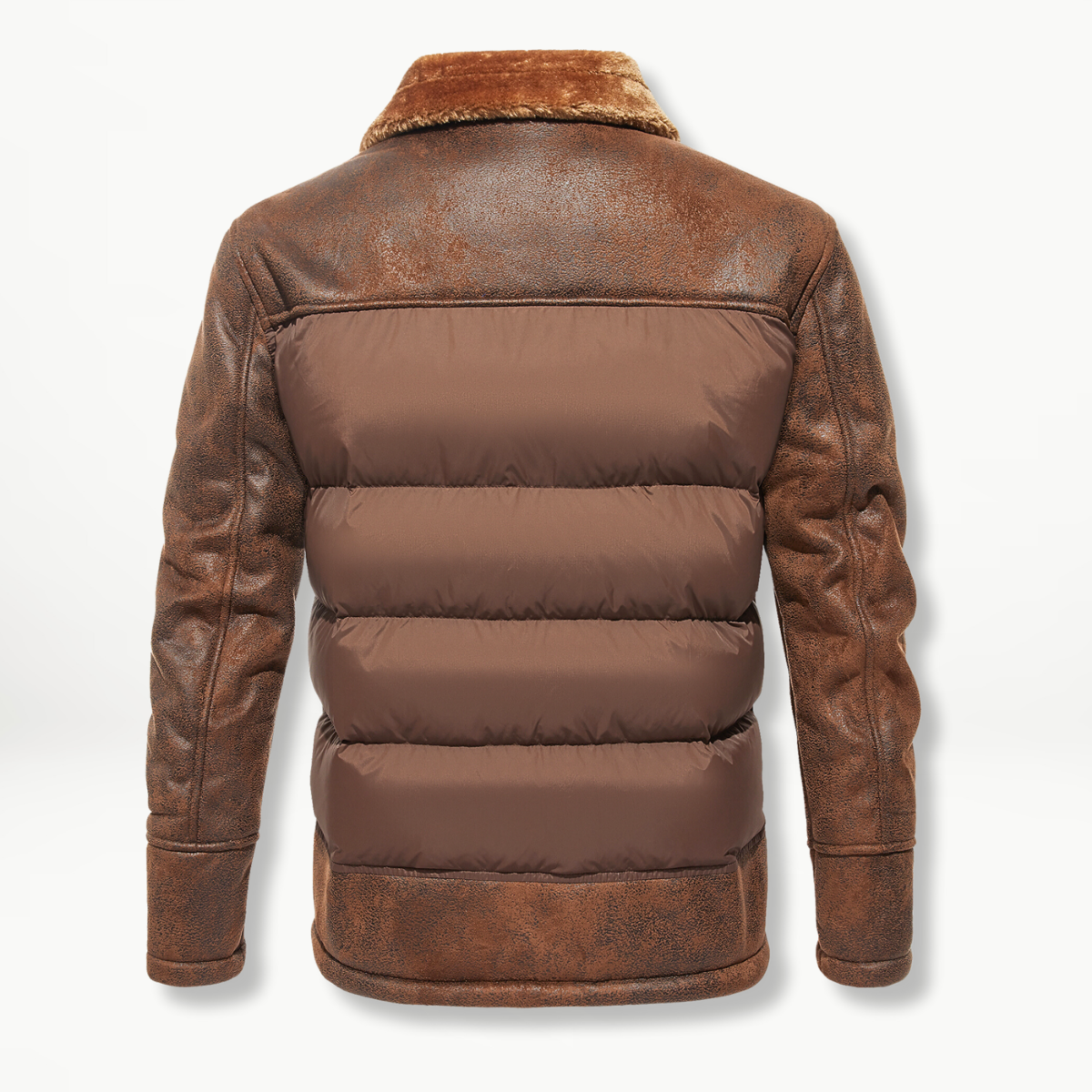Flemming | Herren Winterjacke mit Kunstleder und Fellkragen