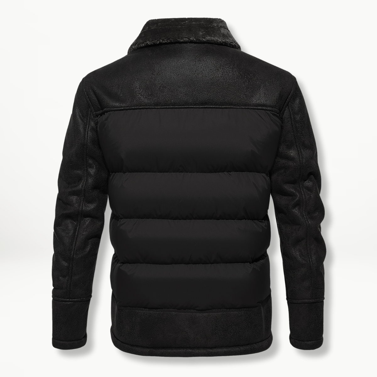 Flemming | Herren Winterjacke mit Kunstleder und Fellkragen