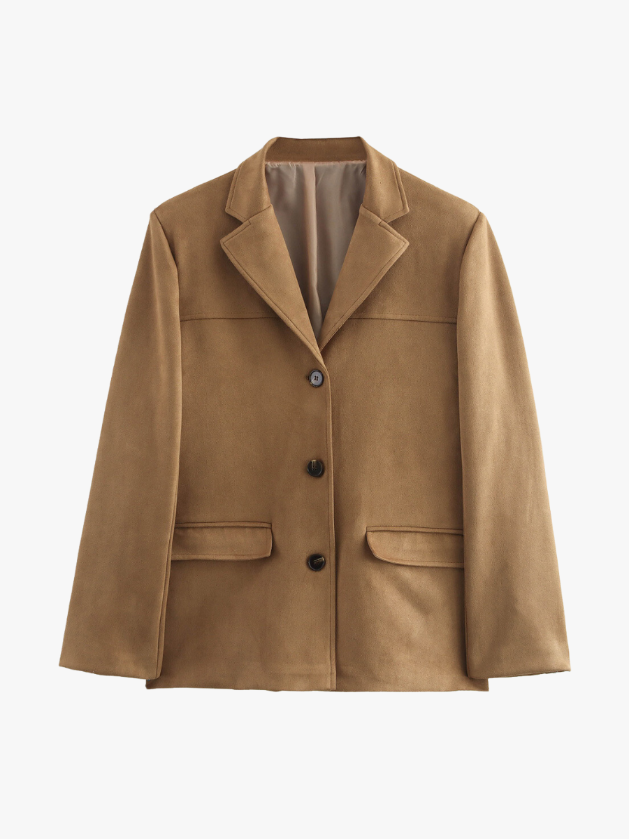 Merle | Klassischer Blazer aus Wildlederimitat in Braun