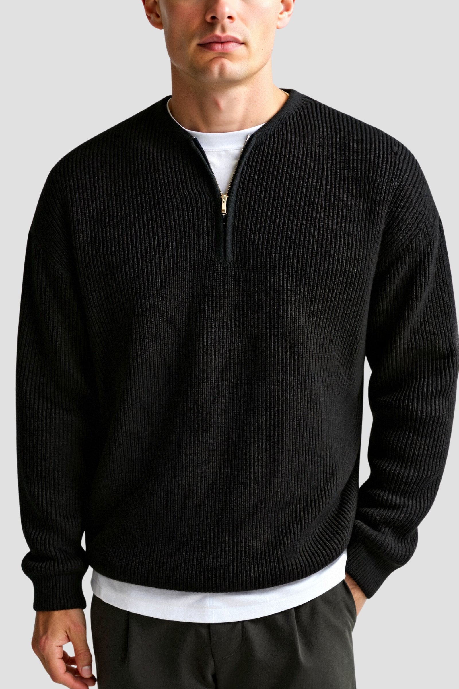 Klassischer Strickpullover mit Reißverschluss – Zeitlos & Komfortabel