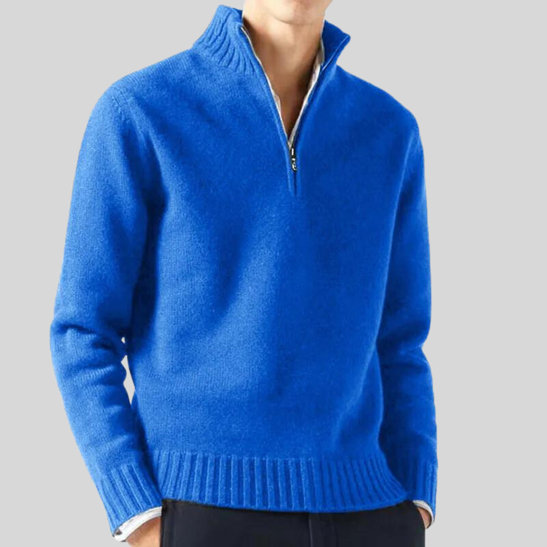 Anton | Luxuriöser Pullover mit Halbreißverschluss