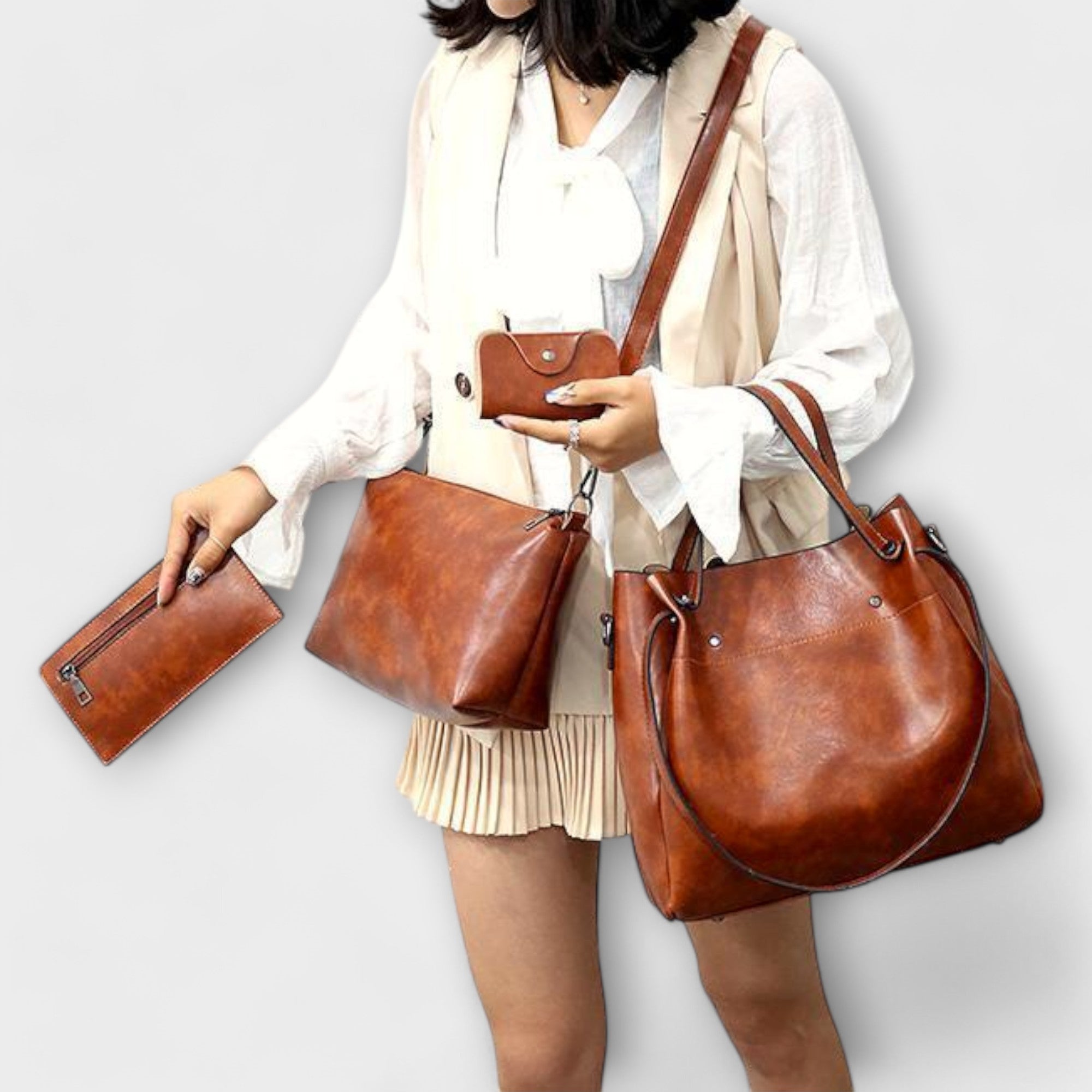 Lora. - 4-teiliges Vintage-Taschen-Set