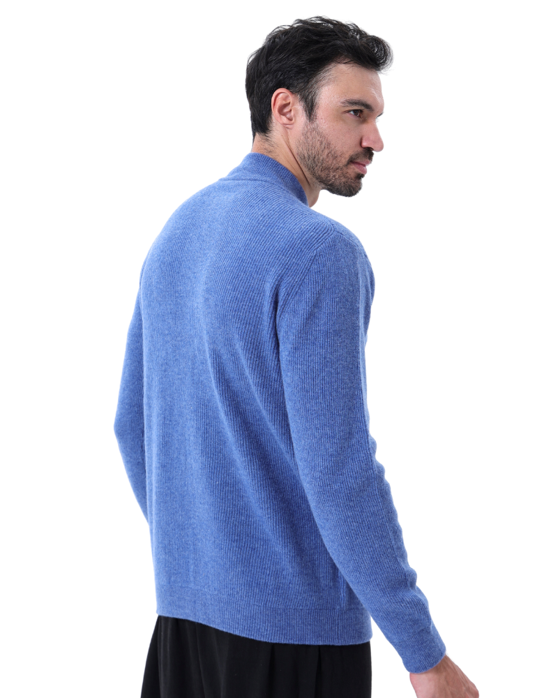 Wesley | Rippenstrick Reißverschluss Kaschmir Strickjacke für Männer