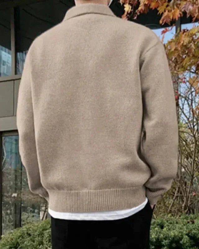 Andrew | Cozy Herren Strickpullover aus Wolle mit Polokragen