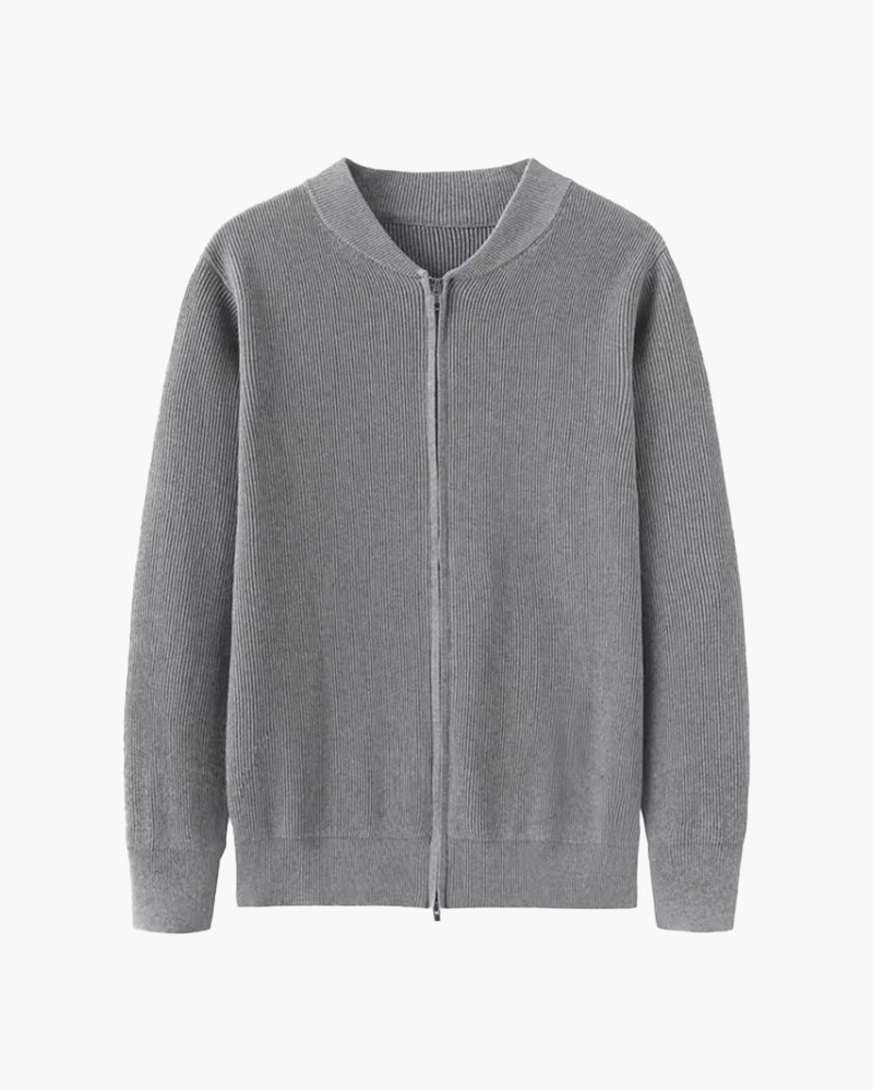 Bennett | Stehkragen Herren Rippstrick Reißverschluss Strickjacke