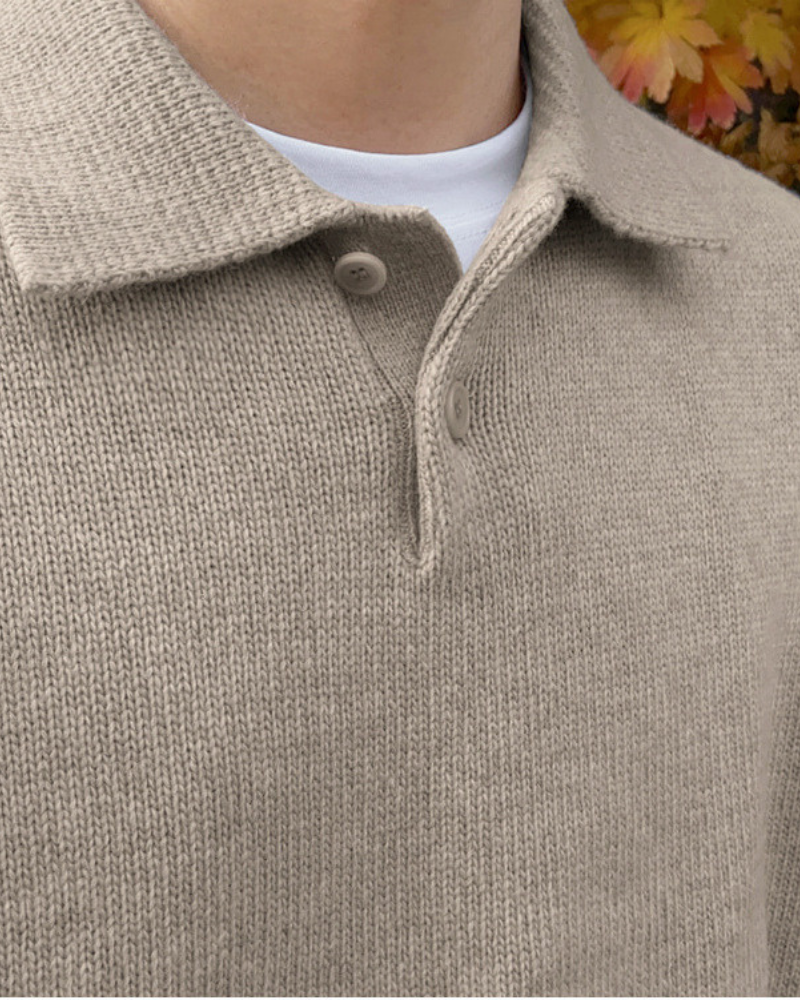 Andrew | Cozy Herren Strickpullover aus Wolle mit Polokragen