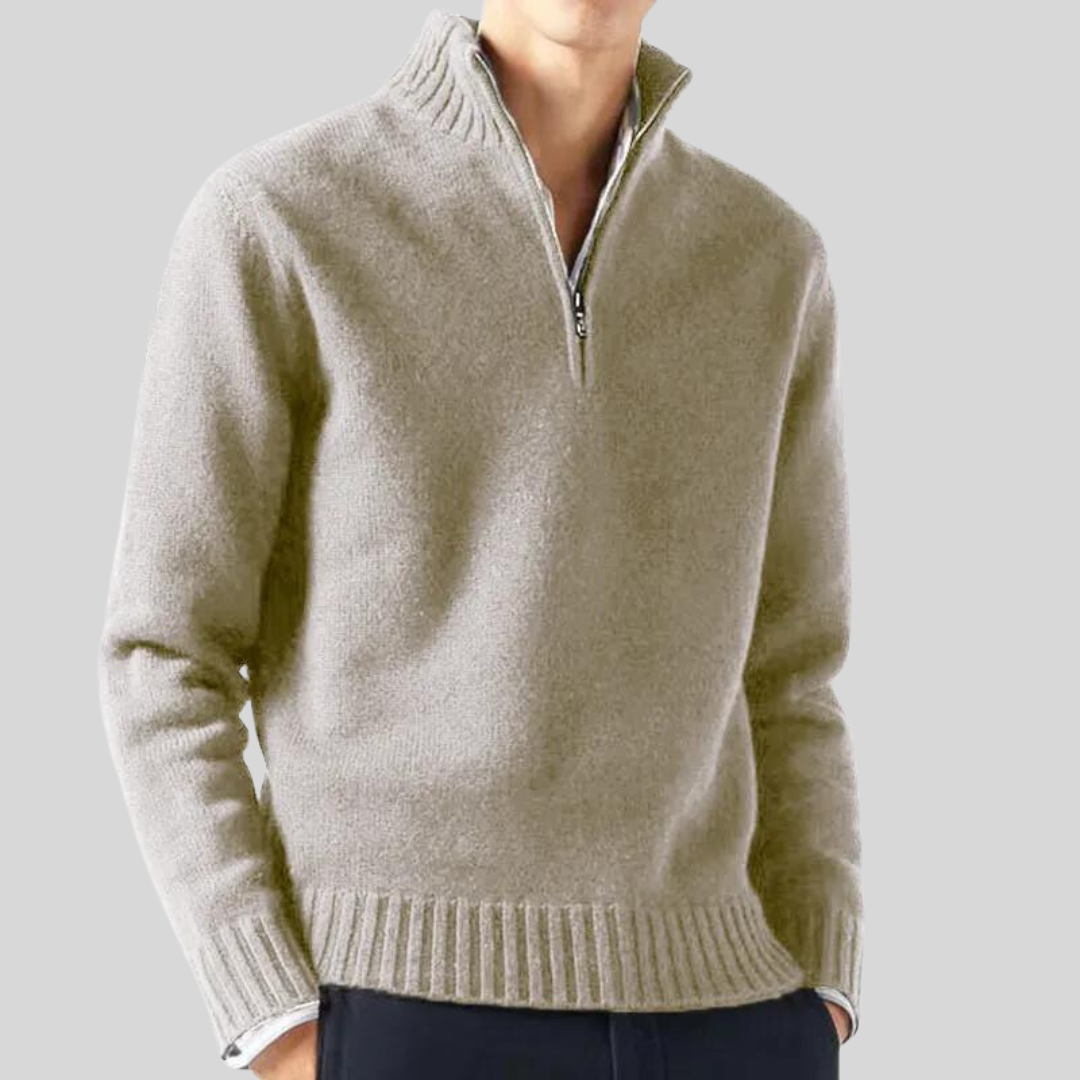 Anton | Luxuriöser Pullover mit Halbreißverschluss