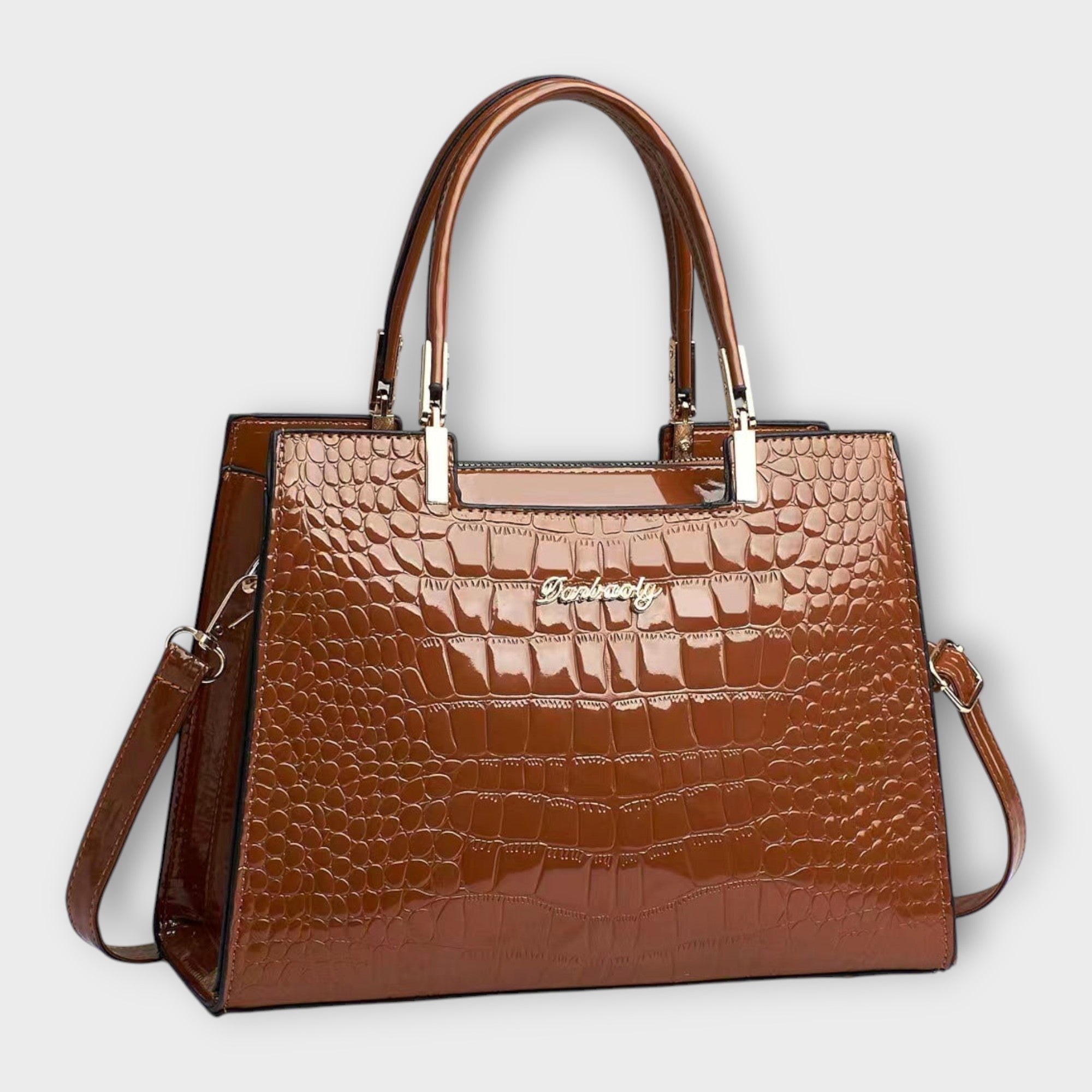 Lora. -  Glänzende Krokodilledermuster-Handtasche