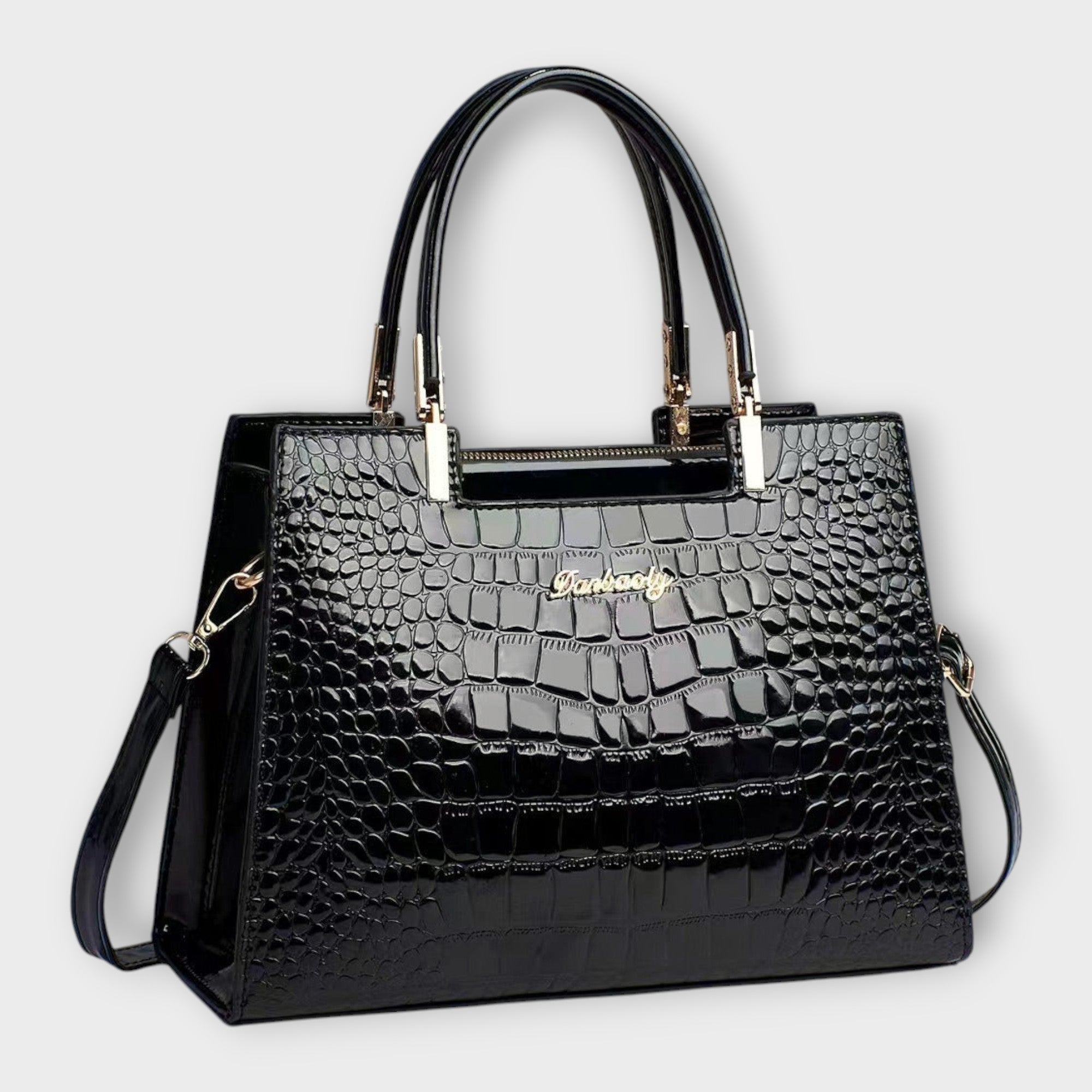 Lora. -  Glänzende Krokodilledermuster-Handtasche