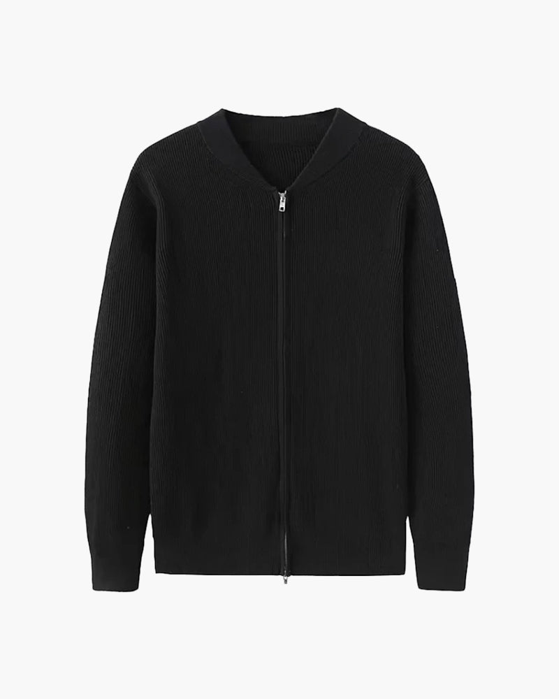 Bennett | Stehkragen Herren Rippstrick Reißverschluss Strickjacke