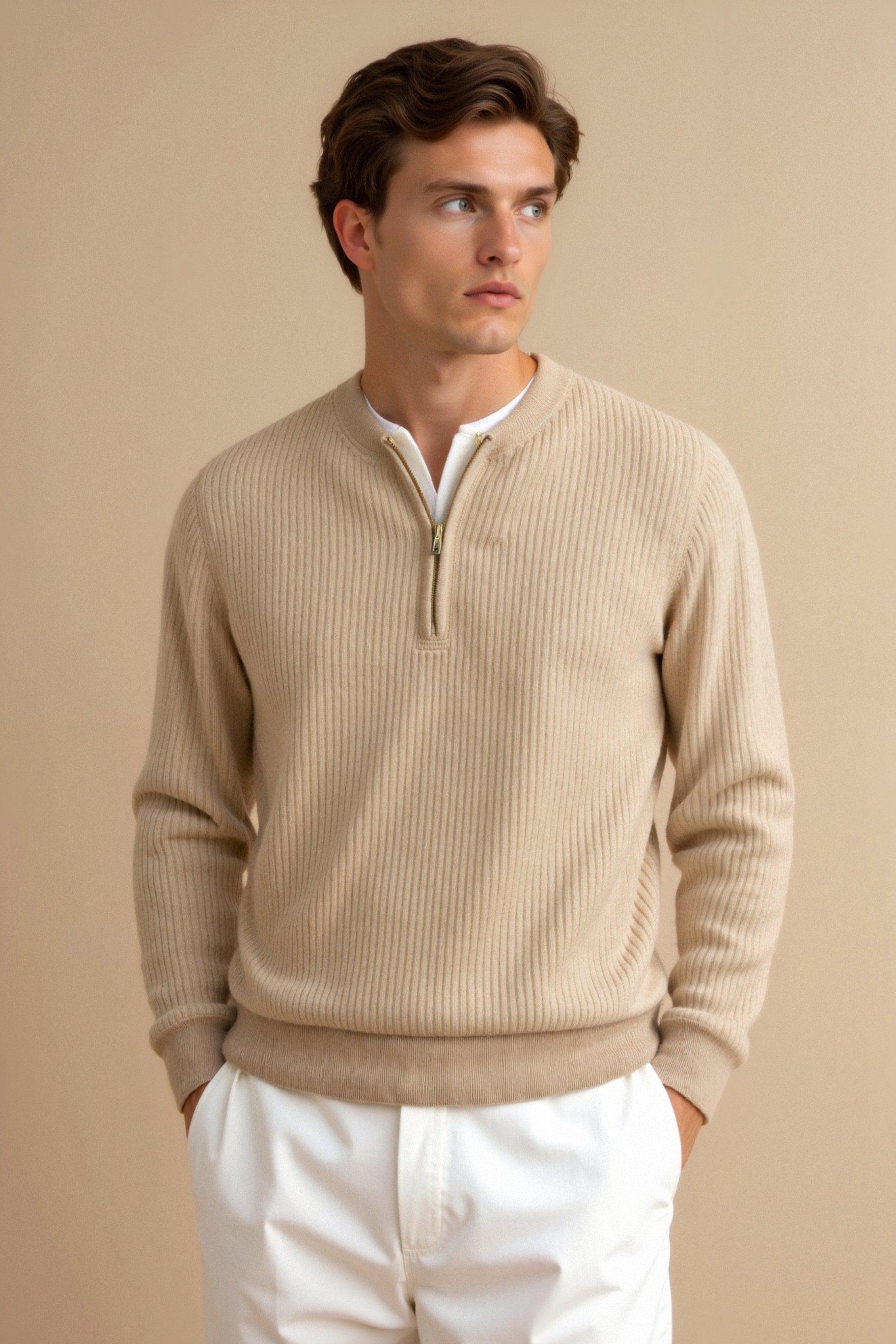 Klassischer Strickpullover mit Reißverschluss – Zeitlos & Komfortabel