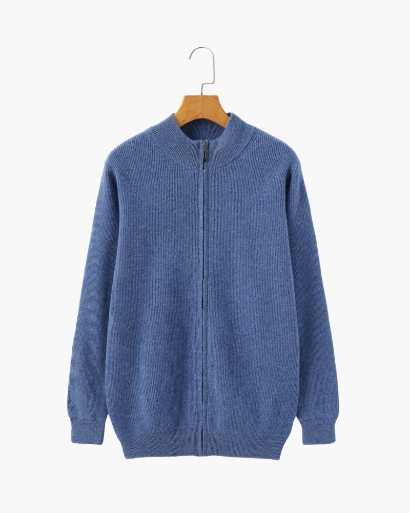 Wesley | Rippenstrick Reißverschluss Kaschmir Strickjacke für Männer