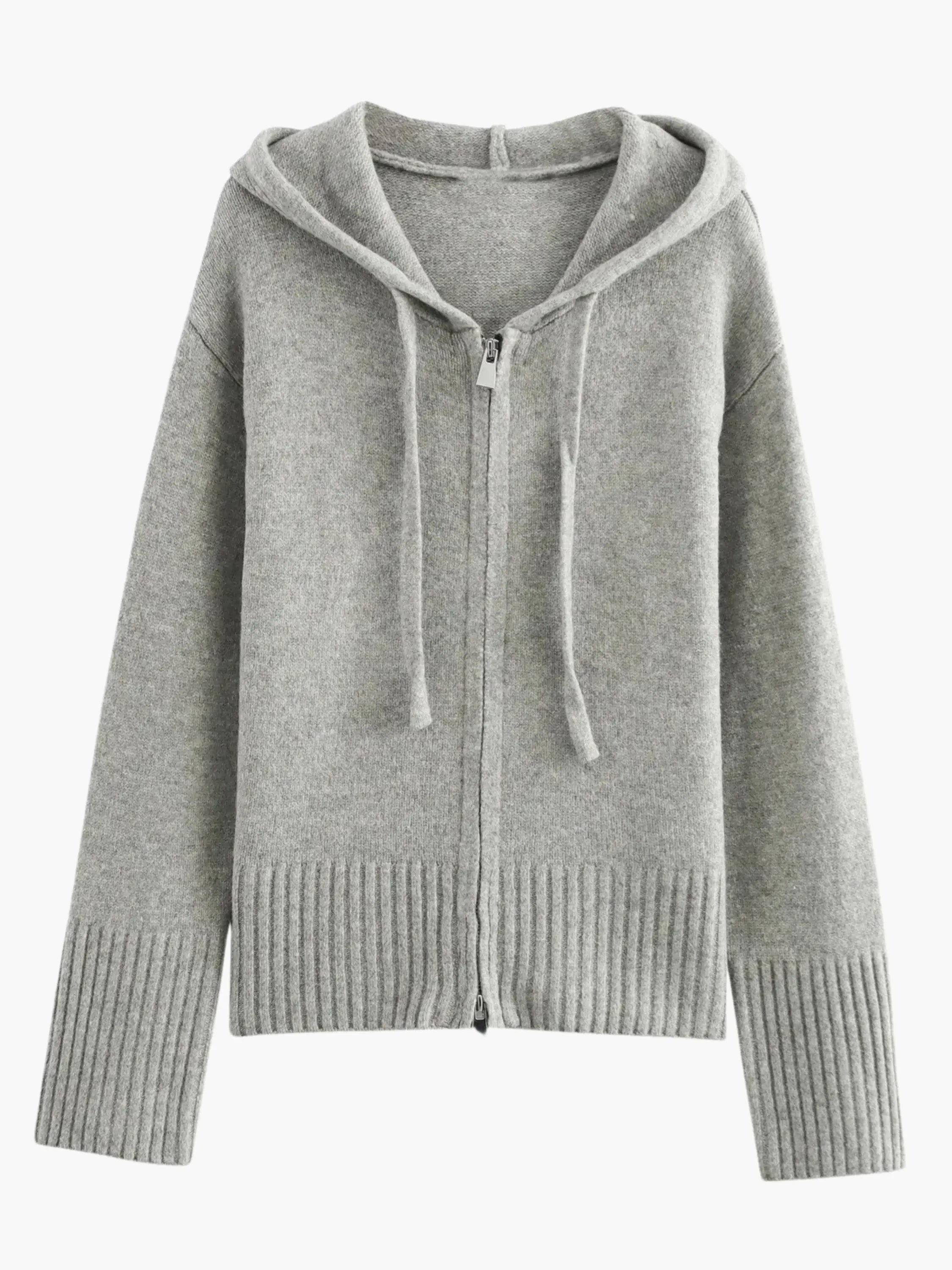 Kornelia | Strickjacke mit Kapuze und Reißverschluss