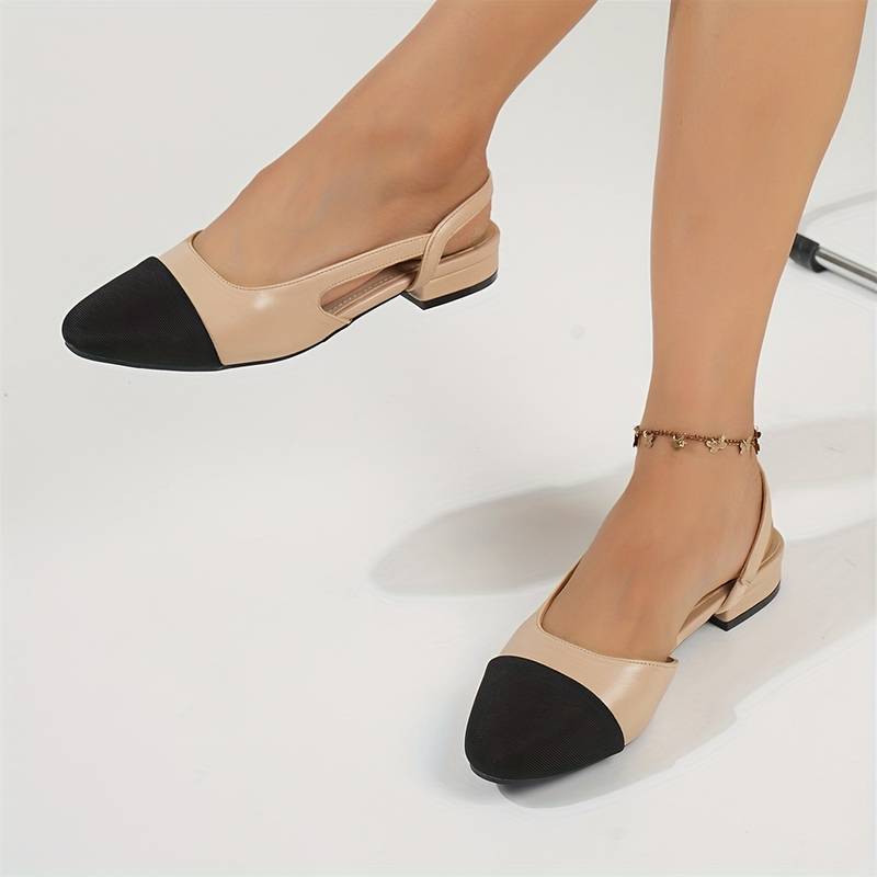 Elegante Slingback-Ballerinas in Beige & Schwarz – Klassischer Chic