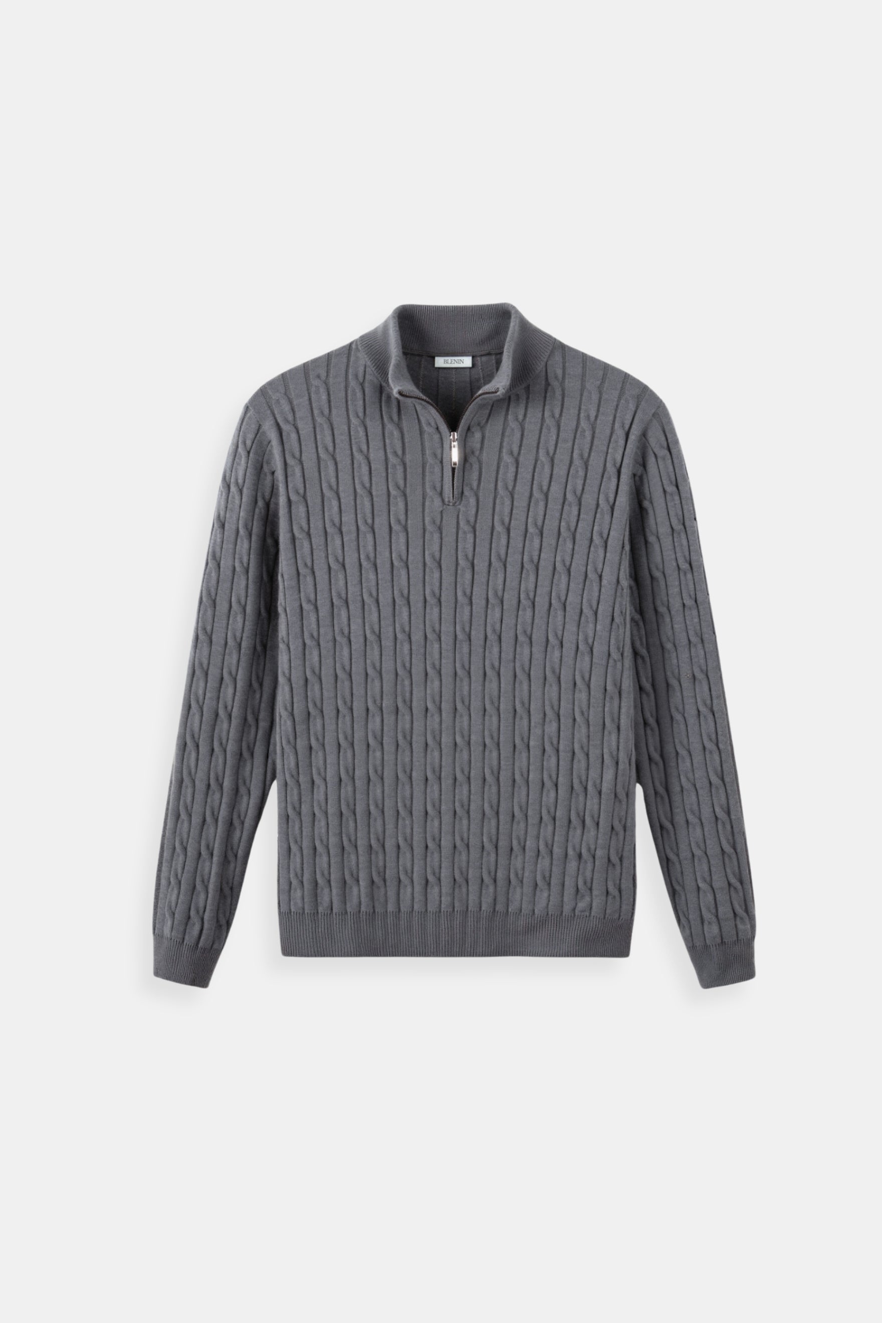 Eleganter Zopfstrickpullover mit Reißverschluss