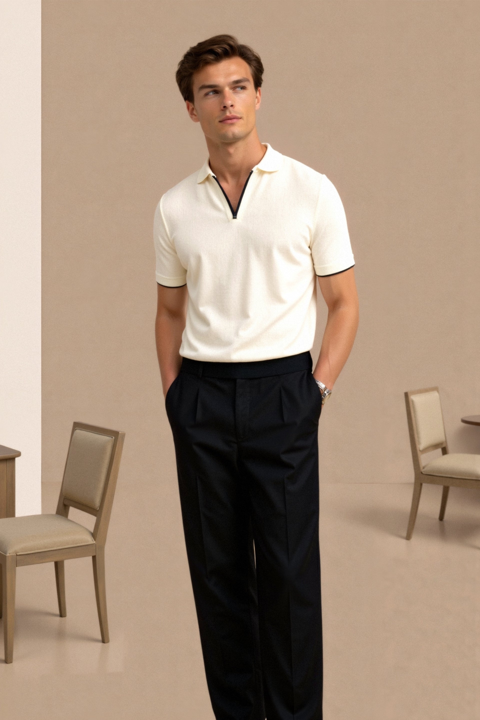 Herren-Poloshirt mit Kontrastdetails – Elegant & Modern