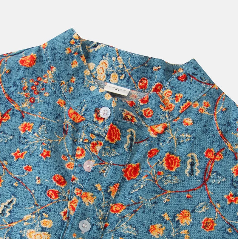 Leo | Verspieltes Kurzarmhemd mit Vintage-Blumenmuster