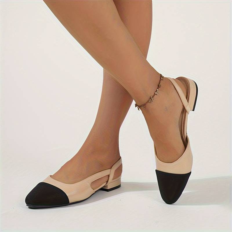 Elegante Slingback-Ballerinas in Beige & Schwarz – Klassischer Chic