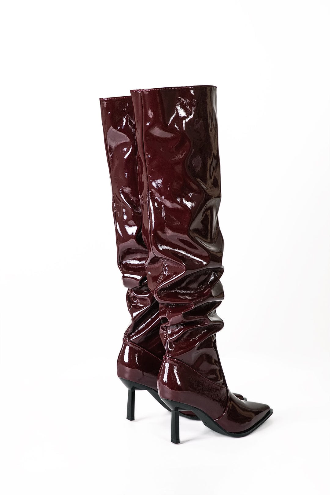 Ava | Lackleder-Stiefel mit gerafftem Schaft
