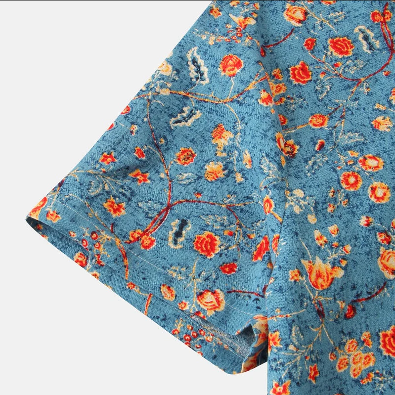 Leo | Verspieltes Kurzarmhemd mit Vintage-Blumenmuster