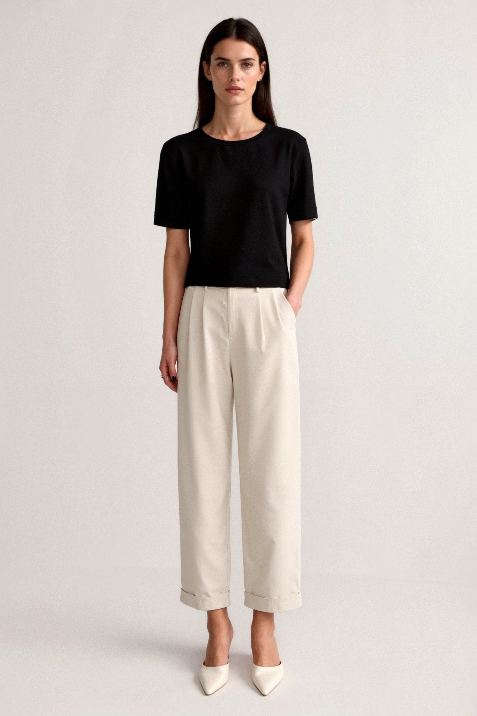 Klassische Wide-Leg Hose mit hohem Bund für stilvolle Outfits