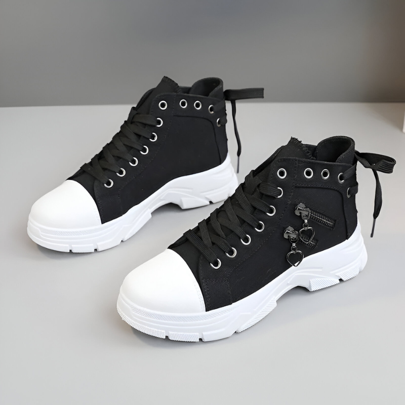 Damen High-Top Sneaker – Jeansblau mit Reißverschluss