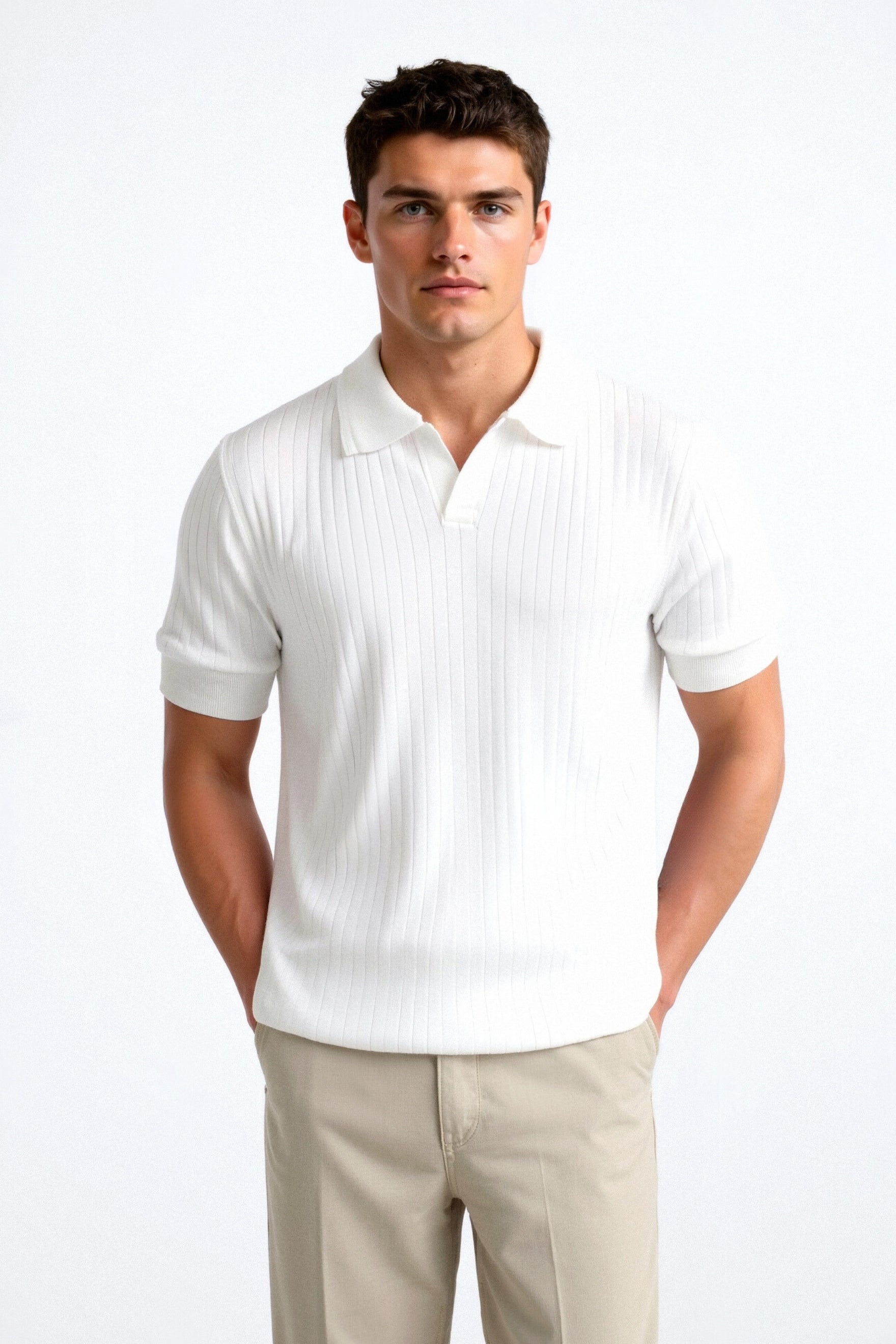 Geripptes Herren-Poloshirt mit kurzen Ärmeln – Elegant & Zeitlos