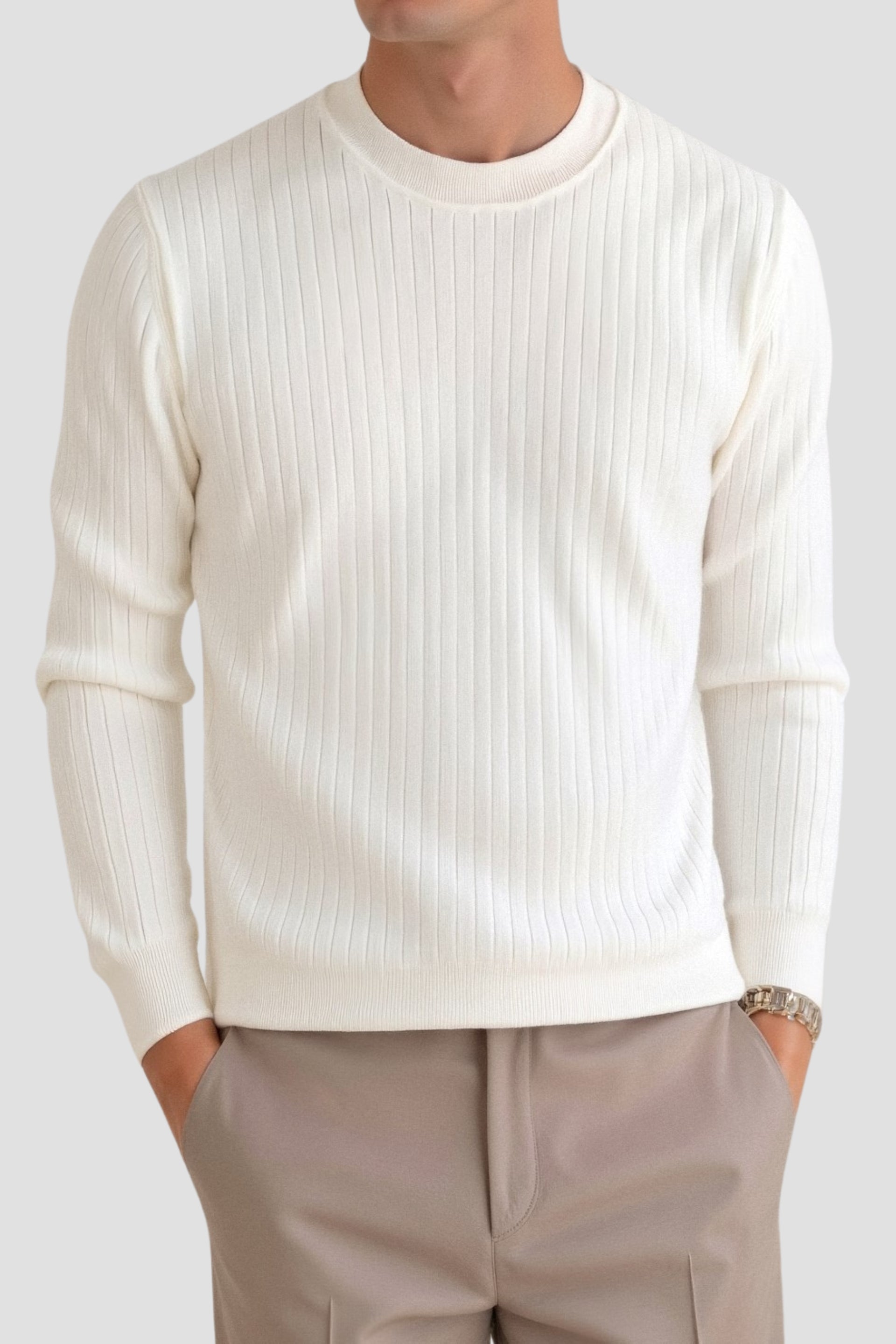 Luca | Feinripp-Langarmshirt für Herren – Minimalistisch & Vielseitig