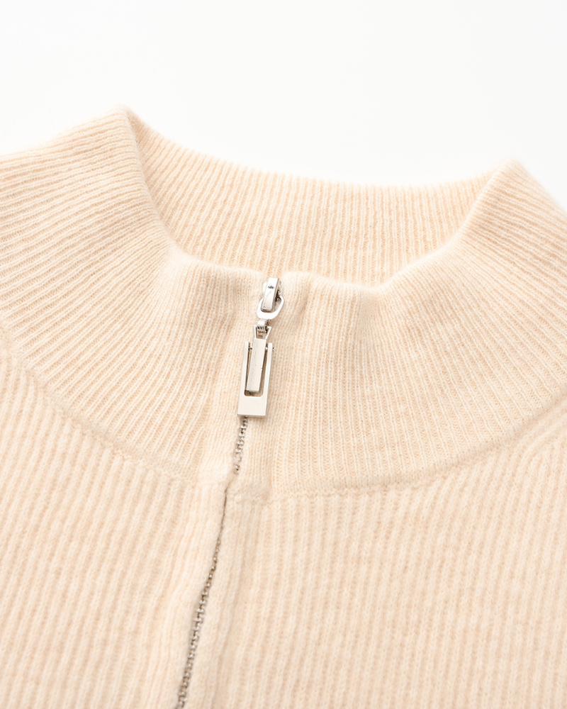 Wesley | Rippenstrick Reißverschluss Kaschmir Strickjacke für Männer