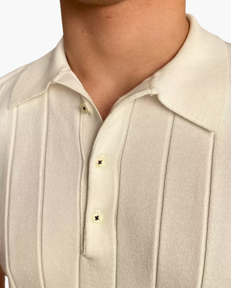 Ian | Business casual Herren Slim Fit Strick-Poloshirt mit Gerippt Muster