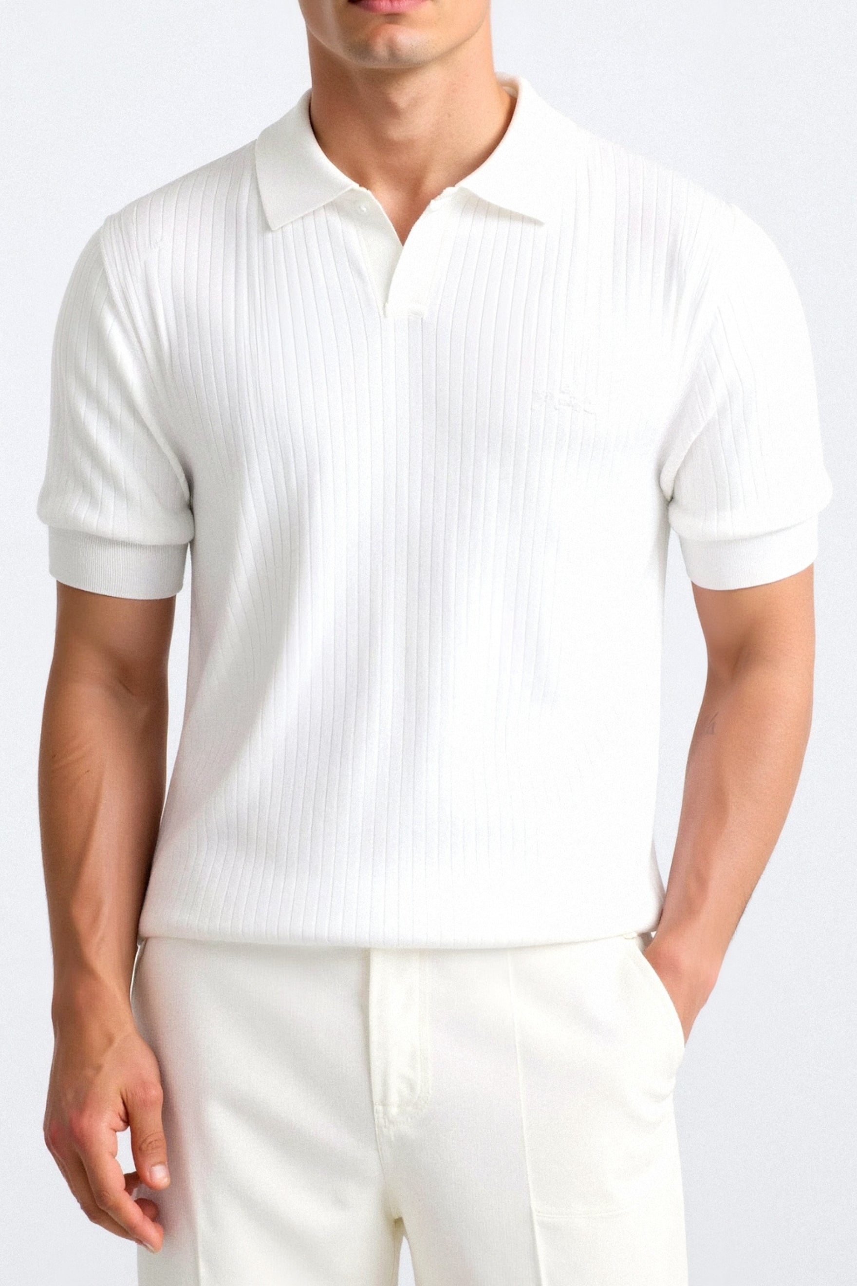 Geripptes Herren-Poloshirt mit kurzen Ärmeln – Elegant & Zeitlos