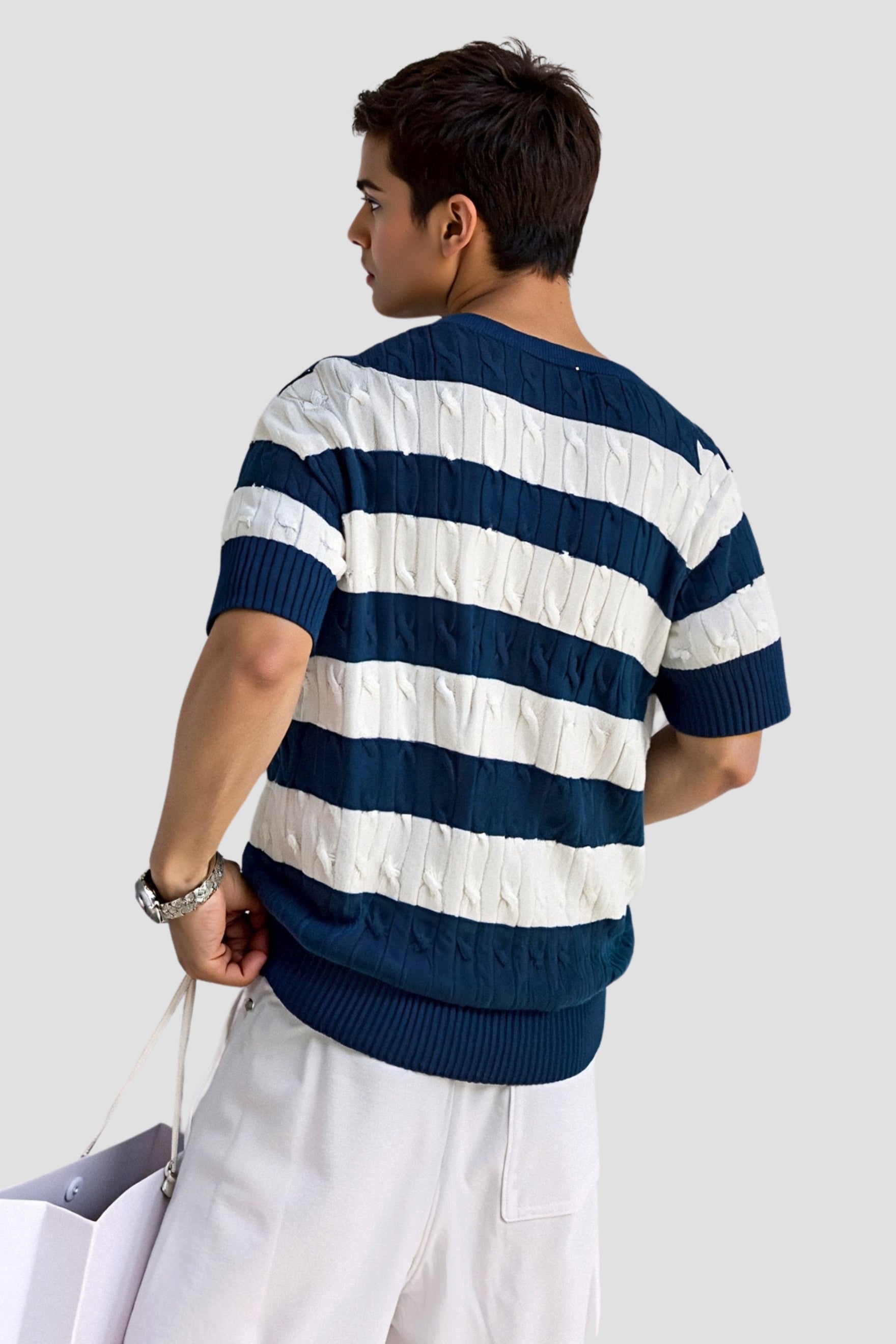 Gestreifter Herren-Pullover mit kurzen Ärmeln – Stilvoll &amp; Bequem