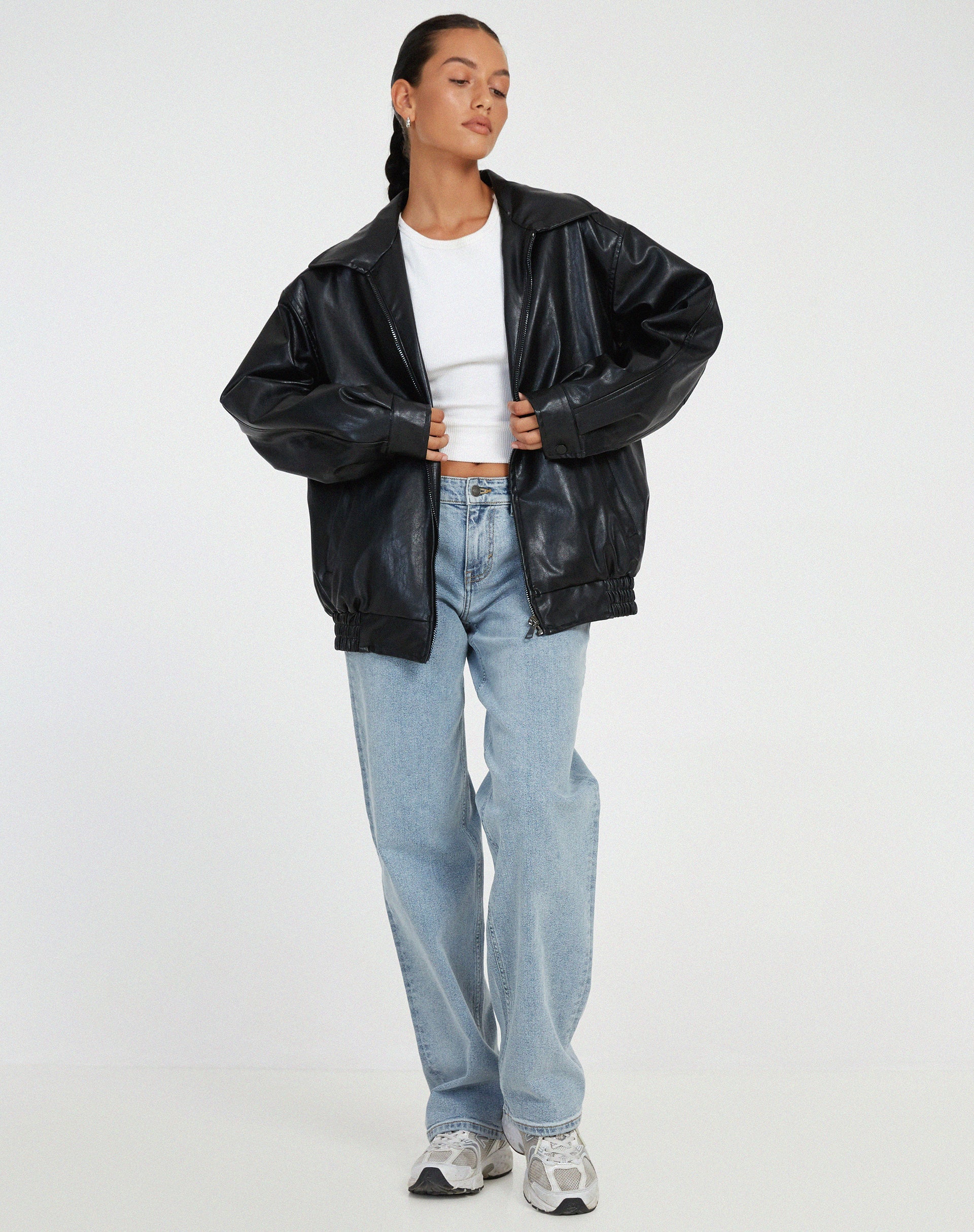 Clara | Oversized-Kunstlederjacke