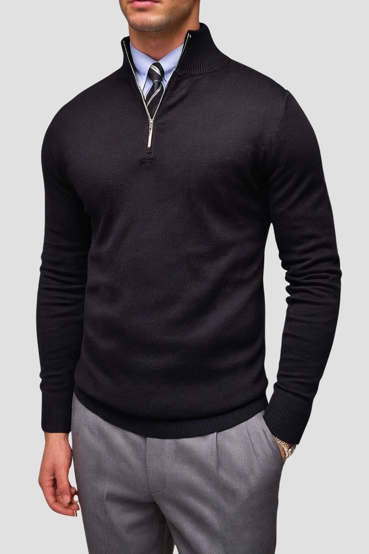 Minimalistischer Sweatshirt mit Reißverschlusskragen