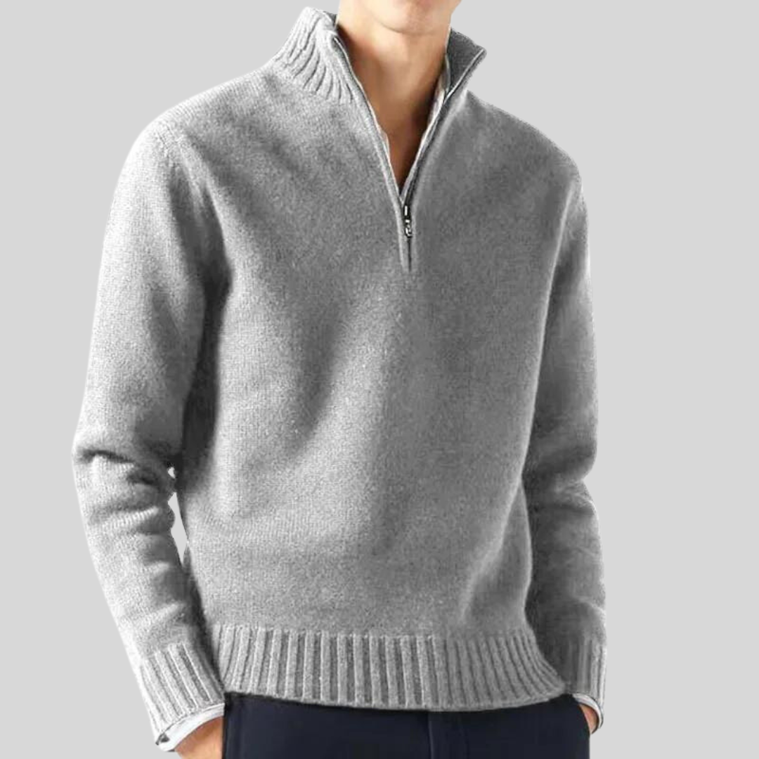 Anton | Luxuriöser Pullover mit Halbreißverschluss