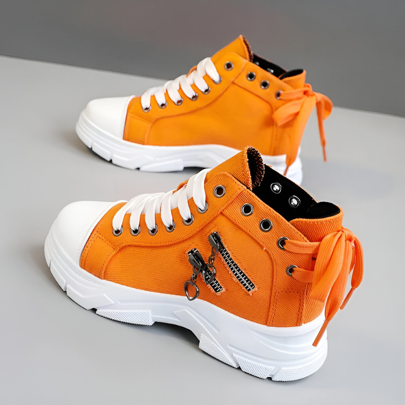 Damen High-Top Sneaker – Jeansblau mit Reißverschluss