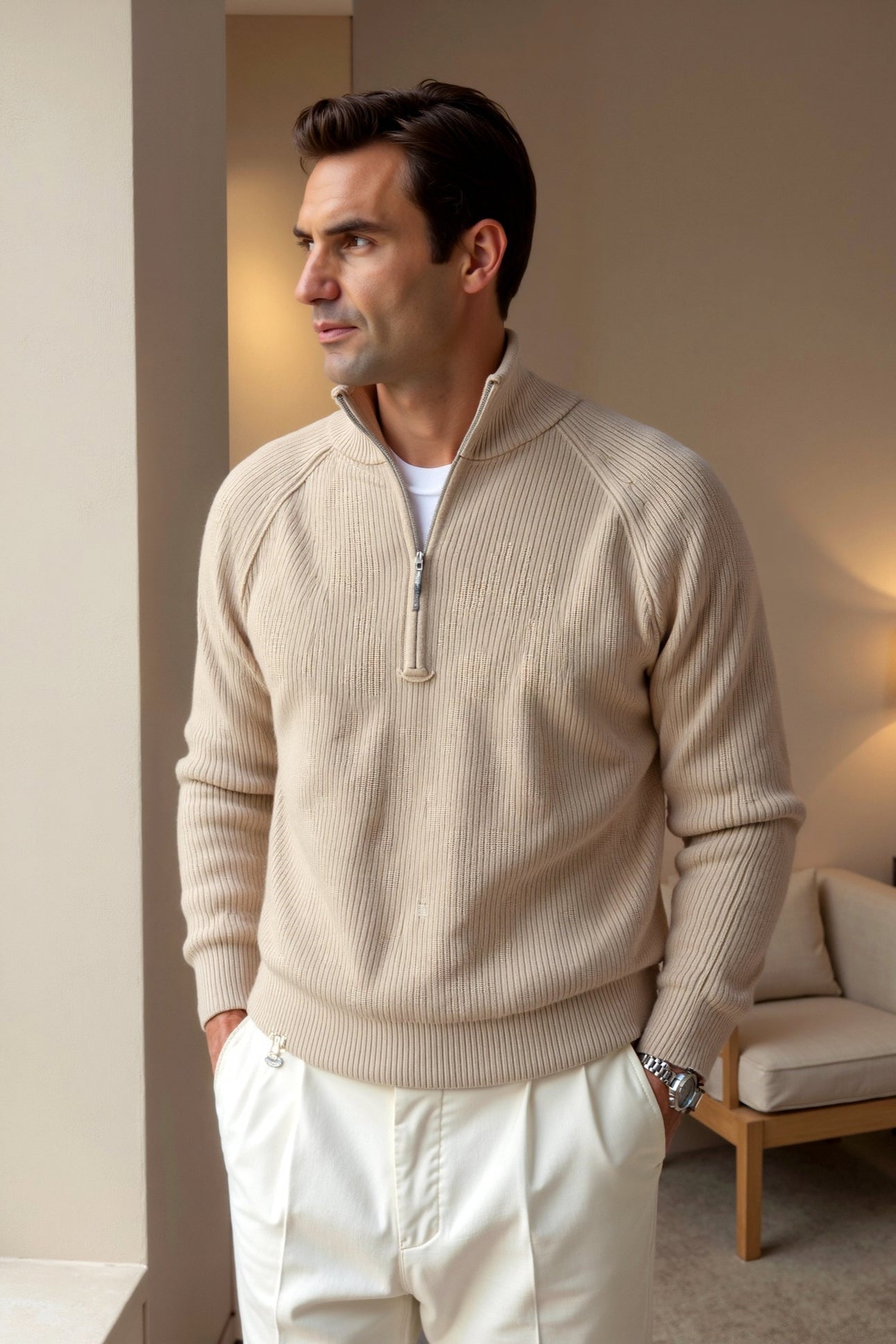 Strickpullover mit Reißverschlusskragen – Stilvoll & Bequem