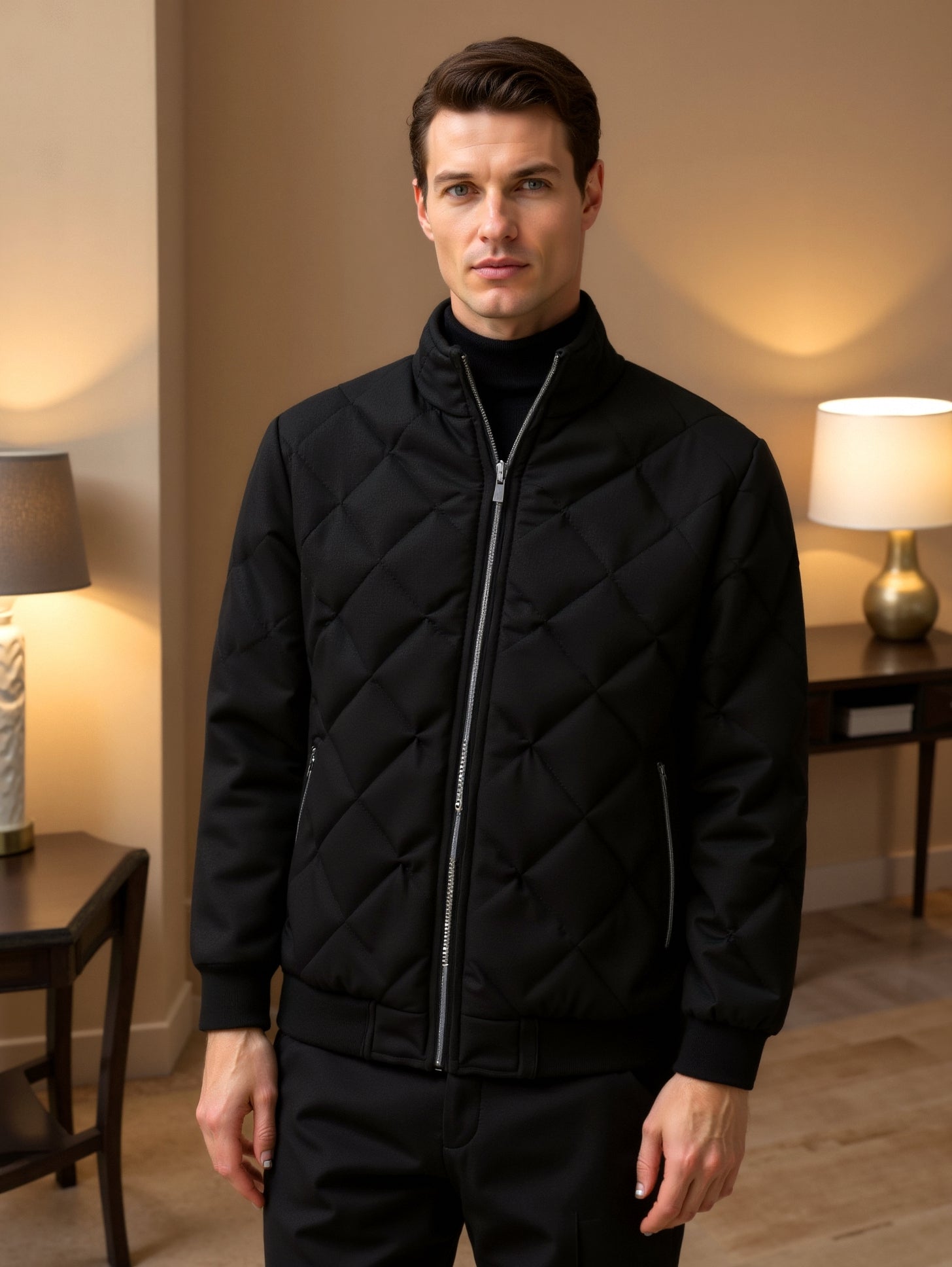 Alessandro | Klassische Herren-Steppjacke in Schwarz