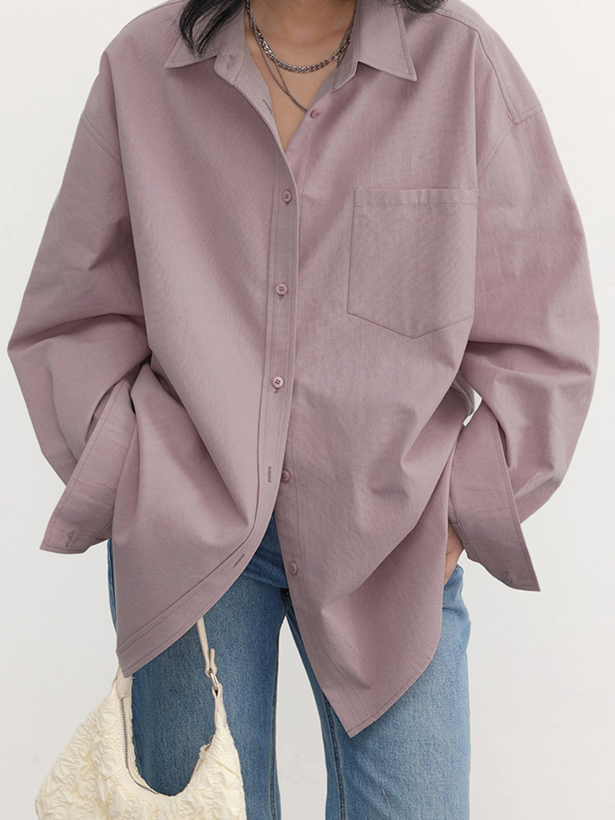 Oversized Damen Bluse in Altrosa – Locker, Elegant & Vielseitig