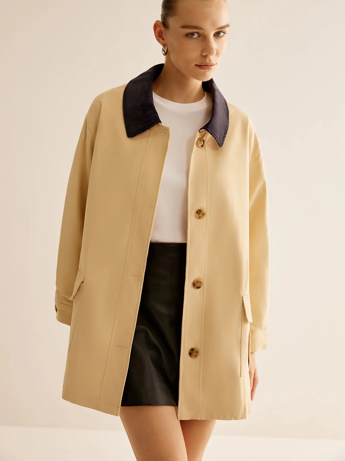 Hanna  | Baumwolljacke mit Kontrastkragen und Knöpfen
