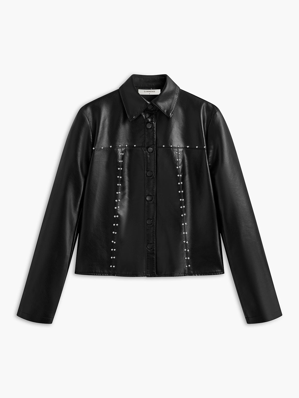 Amelia | Schwarze Kunstlederjacke mit Nieten