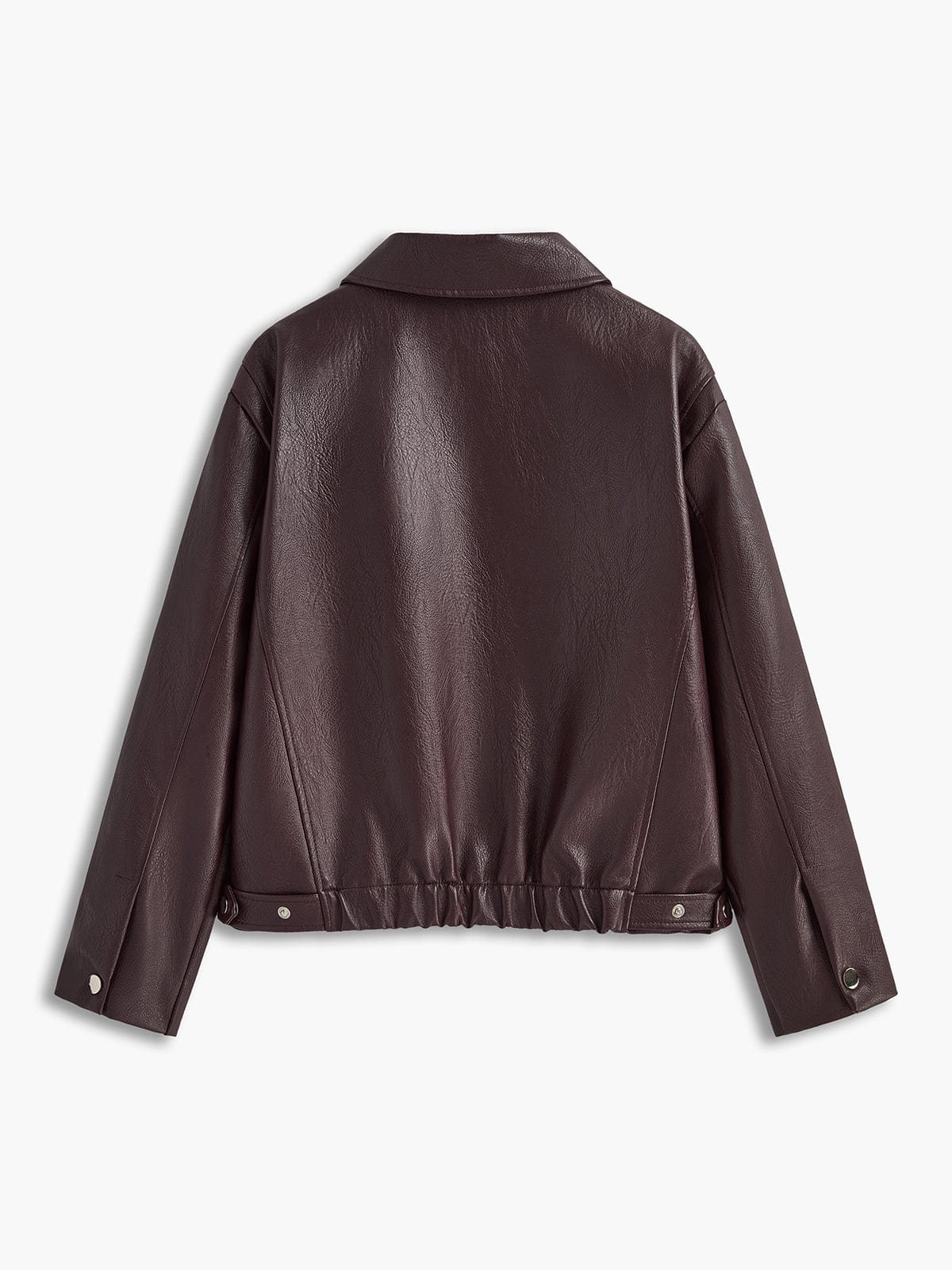 Nora | Minimalistische Kunstlederjacke in Burgunderrot – Modern und Vielseitig