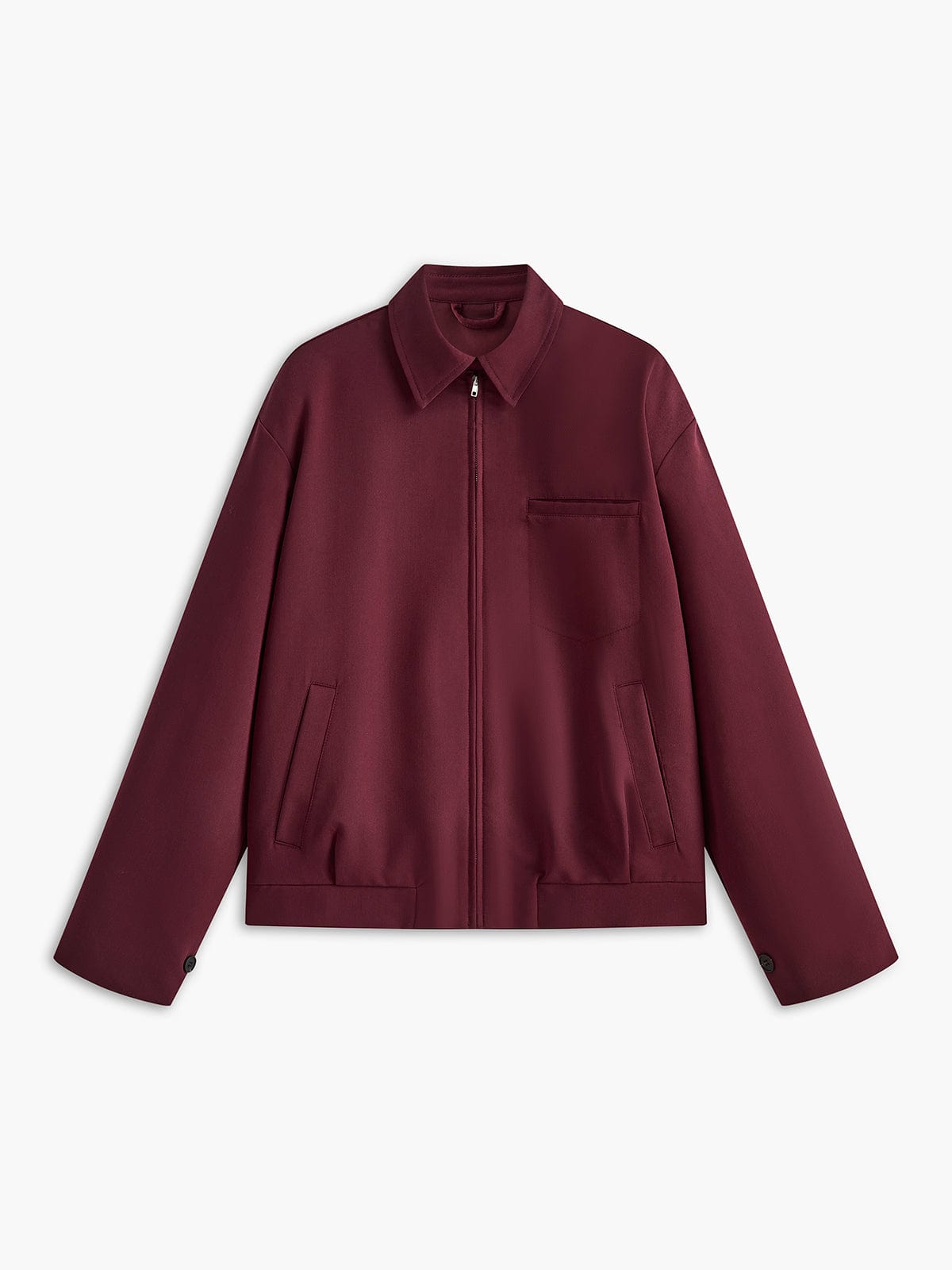 Elena | Minimalistische Jacke in Burgunderrot – Eleganz trifft Vielseitigkeit
