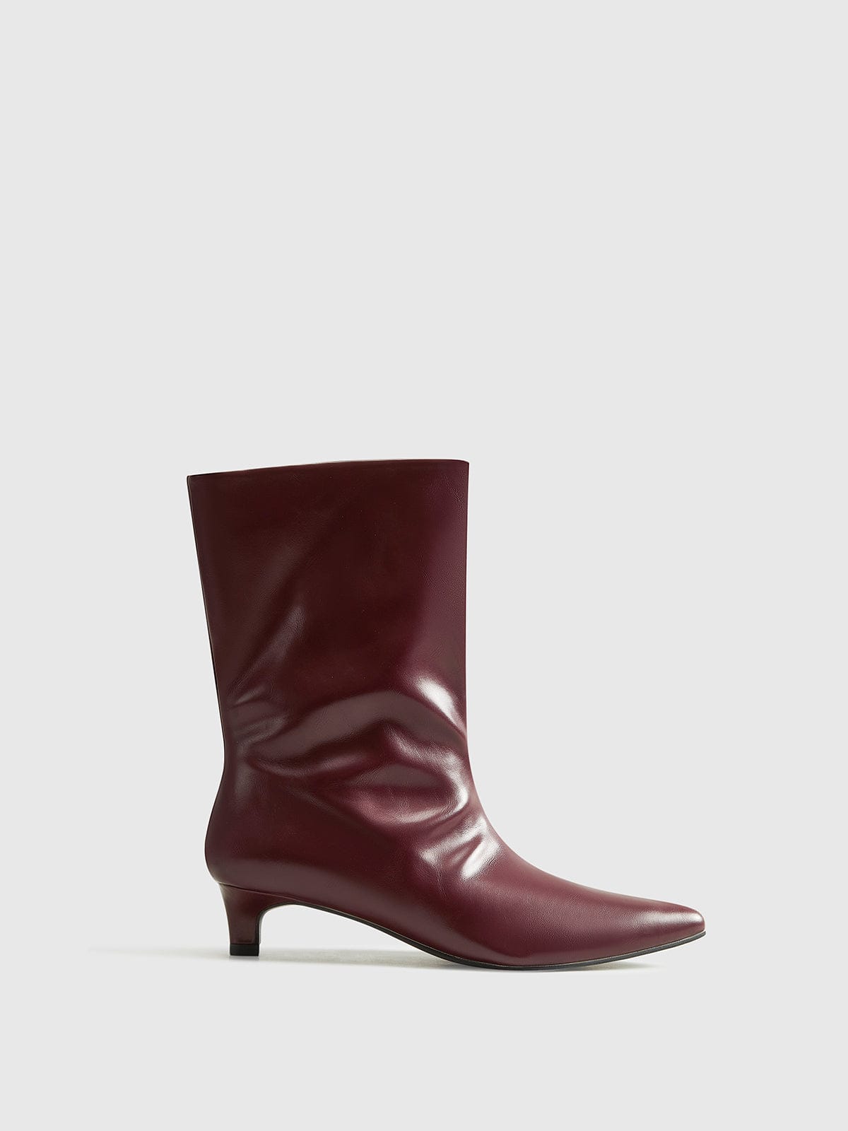 Élise | Minimalistische Leder-Stiefeletten in Burgunderrot