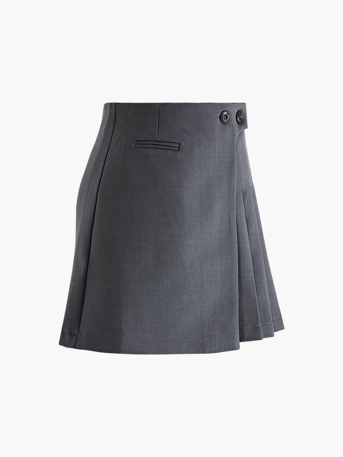 Mila | Faltenrock in Wolloptik mit High Waist & Knopfdetails