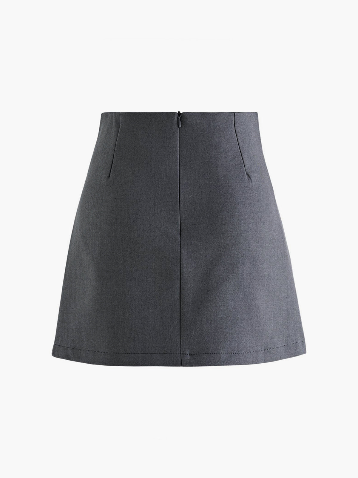 Mila | Faltenrock in Wolloptik mit High Waist & Knopfdetails