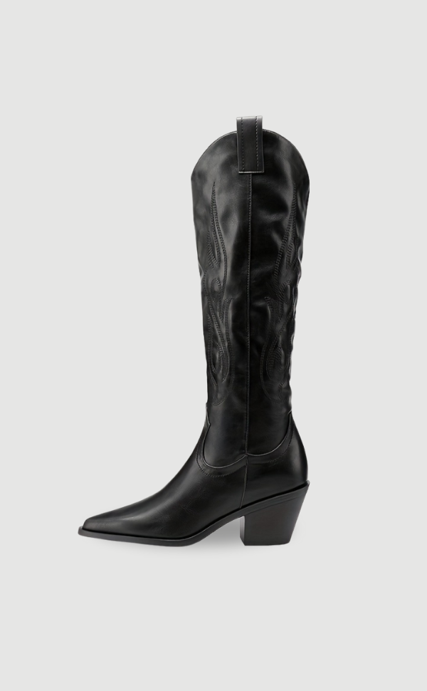 Betty | Moderner Cowboystiefel aus schwarzem Leder