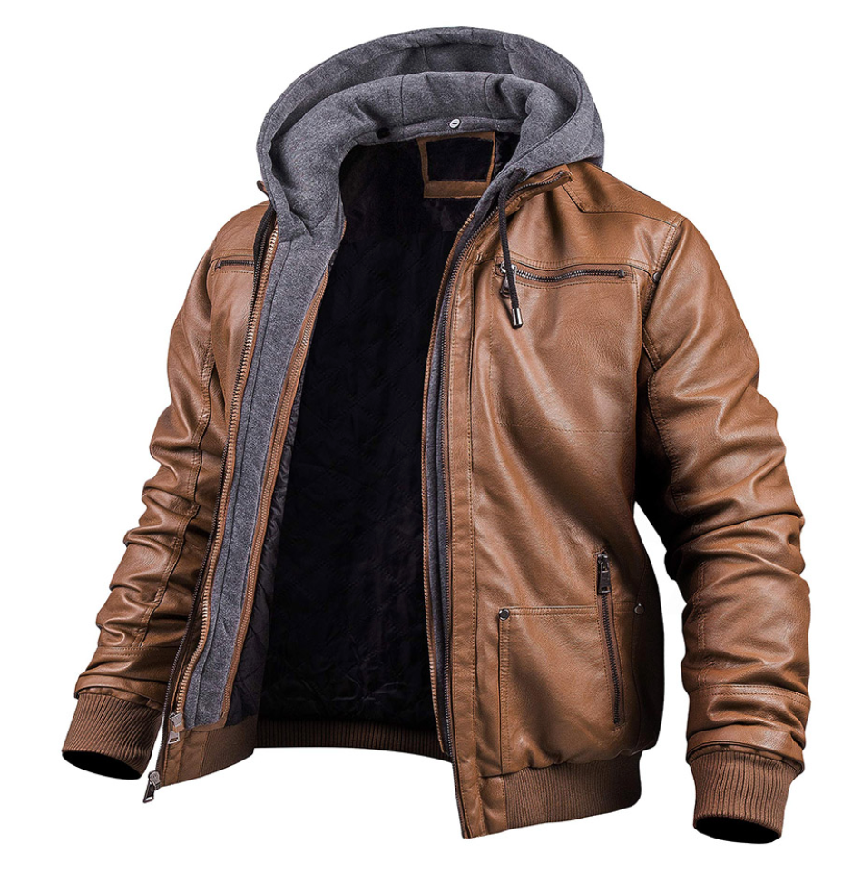 Heinrich | Stilvolle Leder Winterjacke mit Hoodie