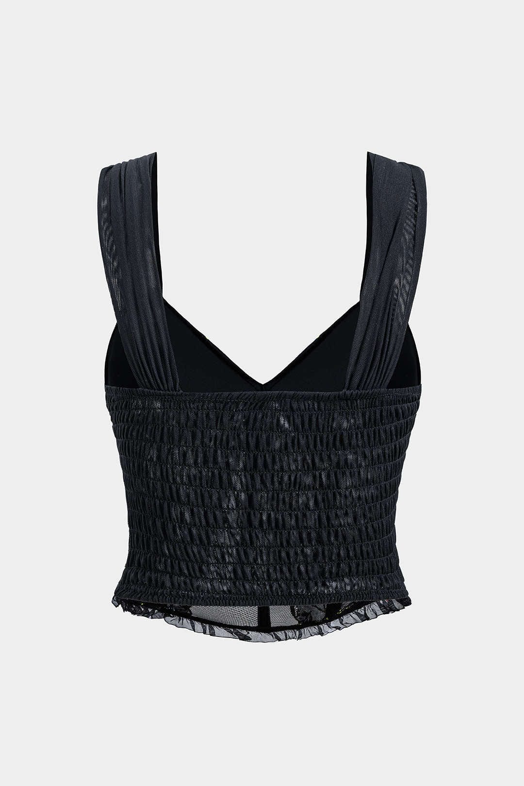 Amy | Korsett-Top mit floraler Stickerei & Mesh